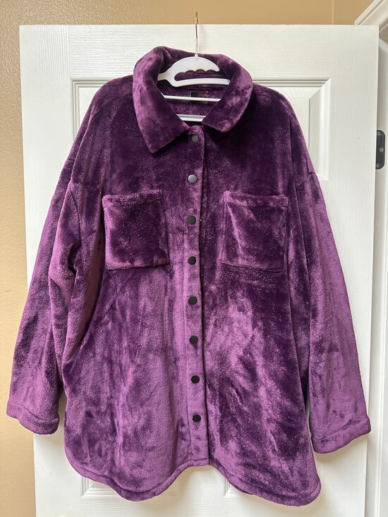 Torrid Jackets & Blazers - Torrid Cozy Snap Front Shacket Plus Size Purple Plum Fleece Jacket Womens SZ 2